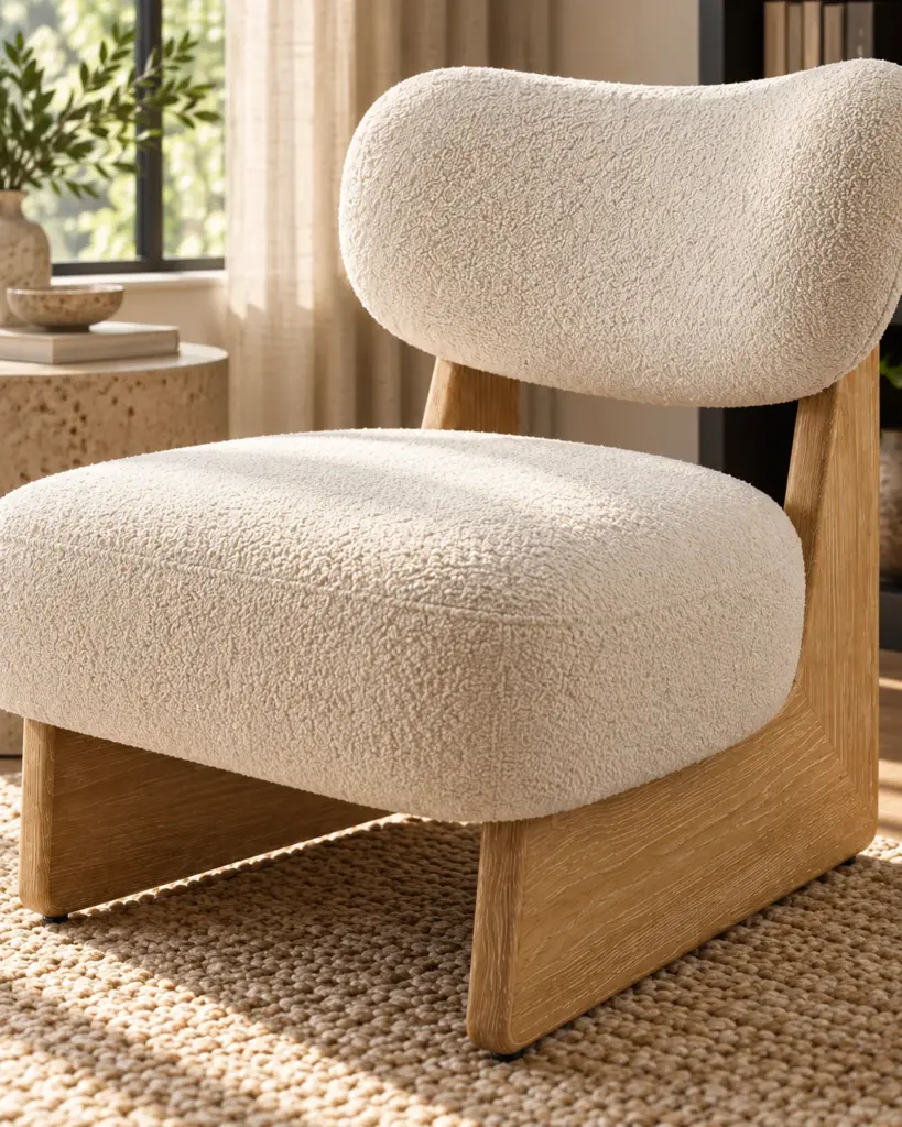 Bouclé Accent Chair in detail scene