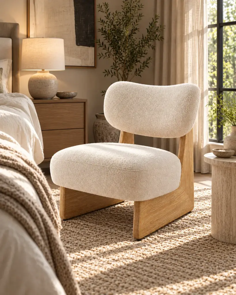 Bouclé Accent Chair in editorial scene