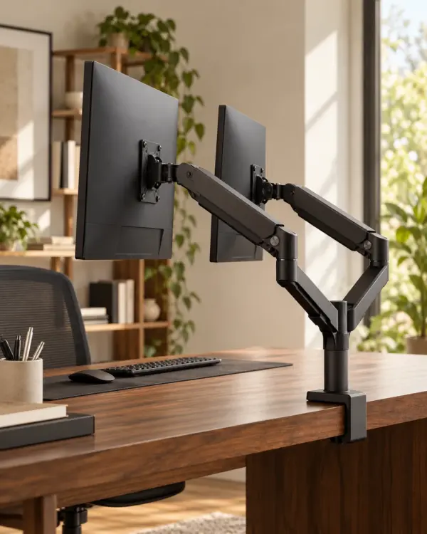 Dual Monitor Arm — Editorial Dual Monitor Arm in editorial scene