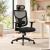Black ergonomic office chair in a modern workspace