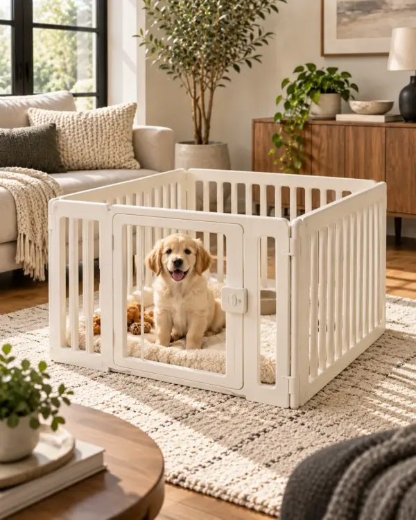 Indoor Pet Playpen — Editorial Indoor Pet Playpen in editorial scene