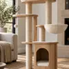 Modern Cat Tree — Detail Close view of cat tree platforms and sisal scratching posts