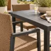 Close view of outdoor dining chair and table materials
