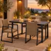 Outdoor table and four chairs arranged for patio dining