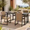 Four-seat outdoor dining set on a contemporary patio