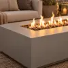 Close view of the fire pit table surface and flame